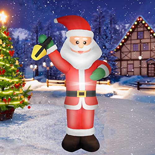 Navidad Inflable al Aire Libre Papá Noel 240 CM LED Gigante Inflable Papá Noel Fiesta de Navidad Inflable Césped al Aire Libre Decoraciones de jardín (Santa Inflable) Cover