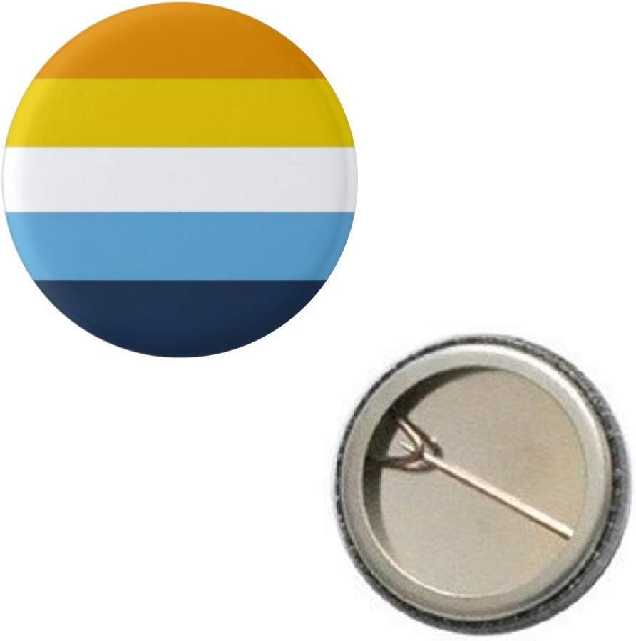 AroAce Orange Blue Aro Ace Pride Flag Pin 1” Round Circle Shape Metal Button Pin Badge Pinback 1 inch Pin 25 mm 2.5 cm