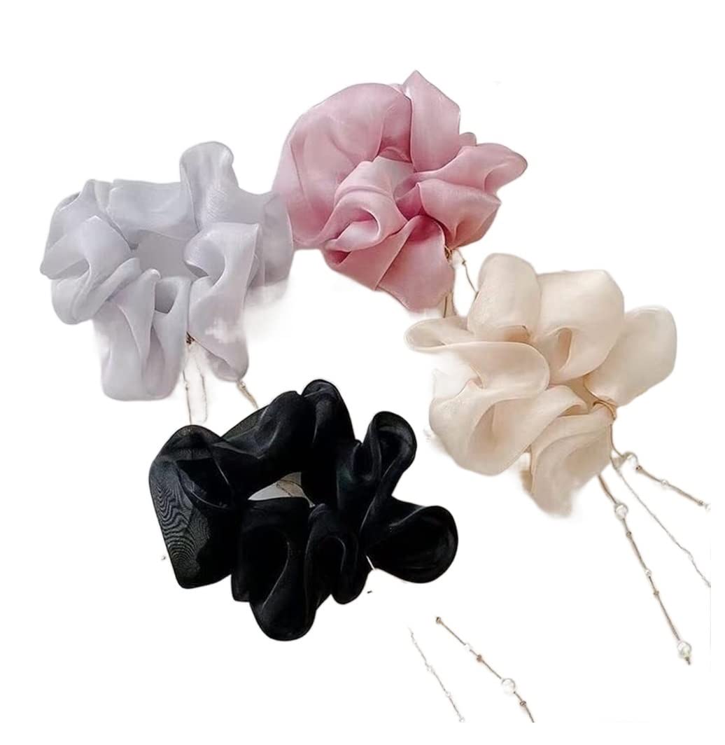 Scrunchies Haargummi 4 Stück Seidenhaargummis Haargummis Temperament Pferdeschwanz Kopfschmuck Zopfgummi Elastische