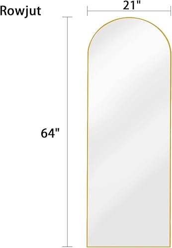 Miniatura 3 de Rowjut Espejo de suelo, espejo arqueado de longitud completa de 64 x 21 pulgadas, espejo de longitud completa, para colgar o apoyarse contra la