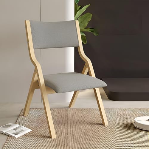 Hoshinoi 折りたたみチェア ダイニングチェア 木製 完成品 省スペース 食卓椅子 カバー洗える シンプル コンパクト収納 持ち運び便利 折り畳み 軽量 室内 リビング (ライトグレー)