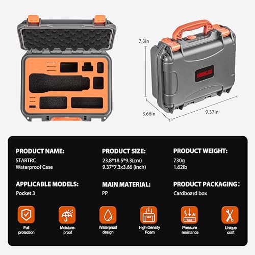 STARTRC OSMO Pocket 3 Hard Case, Multifunctional Portable Waterproof Hard Case for DJI Pocket 3 Creator Combo Camera Accessories - Thumbnail 5