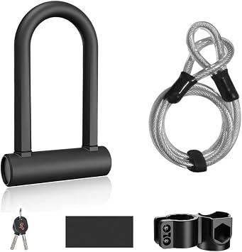 U Lock for Electric Scooter, Heavy Duty Security U Cable Bike Lock, Electric Scooter Anti Theft U Lock with 3Keys & Mounting Bracket Bicycle Secure Locks