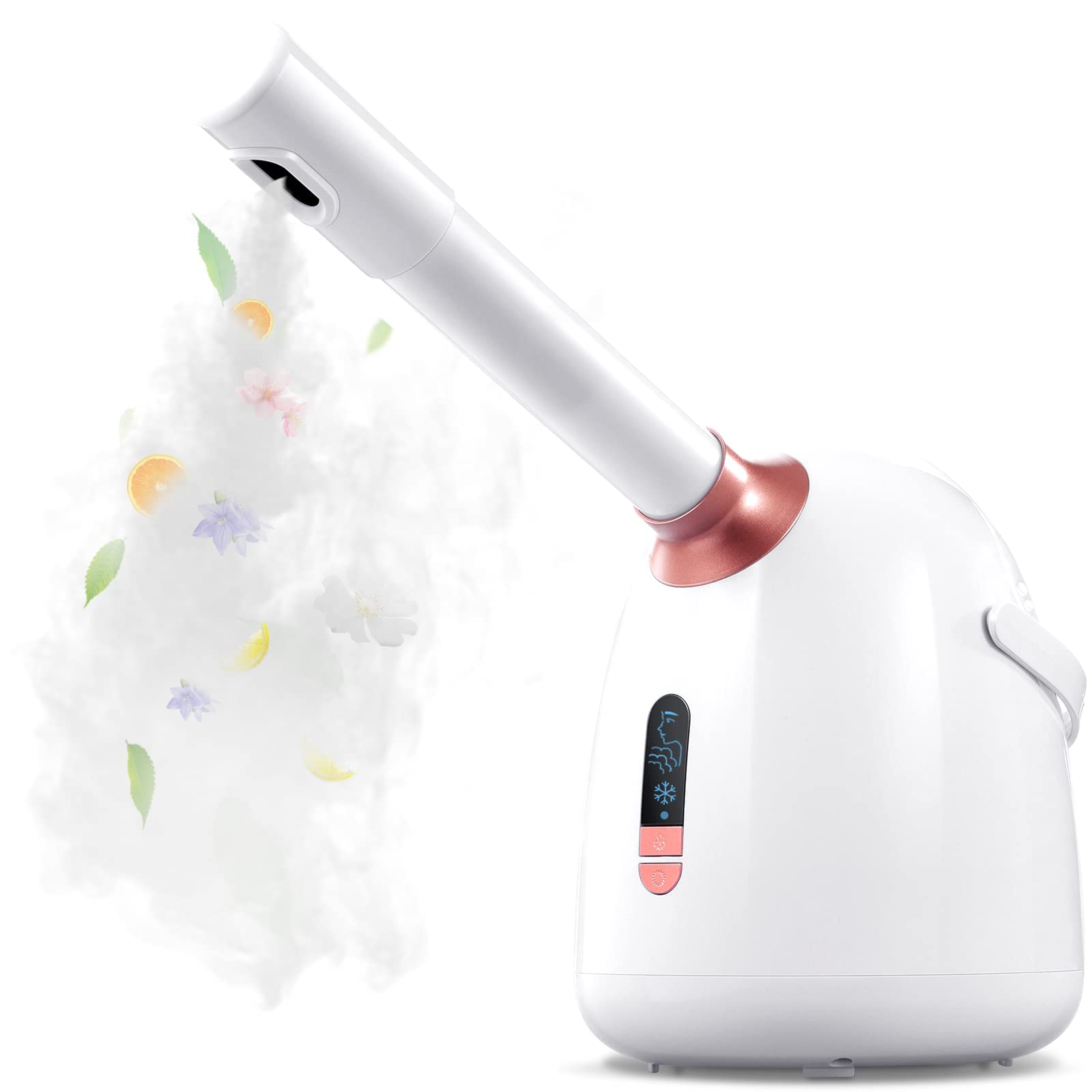 Photo 1 of Facial Steamer, MOKIMOKE Nano Ionic Hot/Cool Face Steamer with Extendable Arm&360° Rotatable Sprayer, Professional Face Steamer for Home Facial Deep Cleaning,Protable Face Humidifier for Salon and Spa Rose Glod