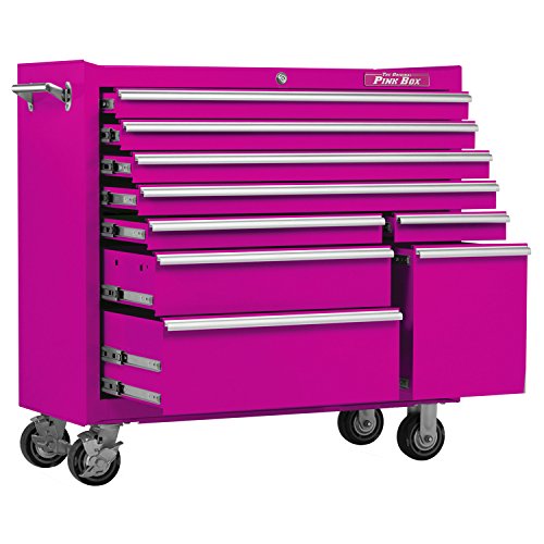 The Original Pink Box PB4109R 41-Inch 9-Drawer 18G Steel Rolling Tool Cabinet, Pink