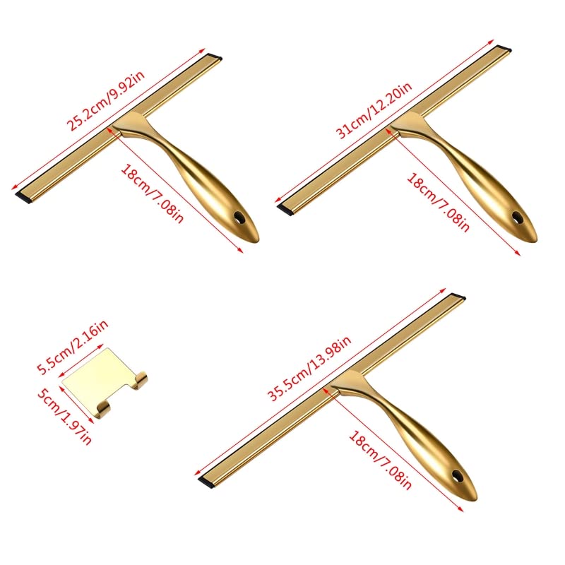 Lavavetri, Tergipavimento for doccia in acciaio inox con maniglia | Lama in gomma siliconica for superfici di finestre, specchi, bagni, cucine e auto(12in)