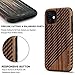 TENDLIN Compatible with iPhone 11 Case Wood Grain Outside Design TPU Hybrid Case (Wood & Leather)