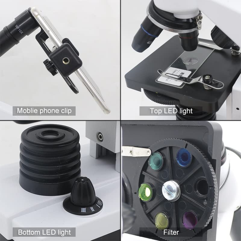 Microscope 40x-1600x optique haute précision avec éclairage LED et pièces de rechange - 6
