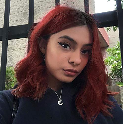 PRETTIEST Red350R Curly Bob Wigs Short Wavy Curly Wigs for Black Women Shoulder Length Synthetic Women’s Wig(14 inch )