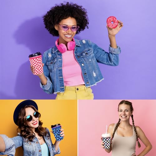Image of 3 Pack Reusable Sleeve for Iced Coffee Cup, Coffee Neoprene Sleeve for Iced&Hot Drinks, Coffee Sleeve Compatible with Starbucks, Dunkin Coffee Cup. (Pop Star Leopard)