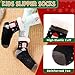 SeeyAN Kids Slipper Socks Fuzzy Socks For Boys Girls Warm Thermal Winter Non Slip Home Socks With Grips (Black, 5-8 Years)