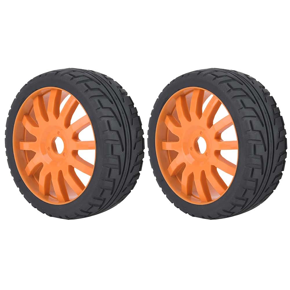 Pneus RC, 17Mm Hex RC et Pneus Pneus de Voiture RC 2 Pièces 1/8 Pneus RC Mise à Niveau Pneus de Moyeu de Jante de Roue Pneus en Caoutchouc pour 1/8 sur Route Accessoire de (Orange)