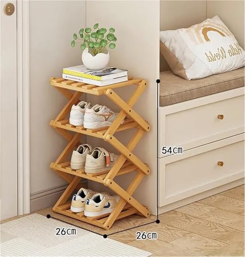 Étagère à chaussures pliable en bambou à 4 niveaux pour entrée