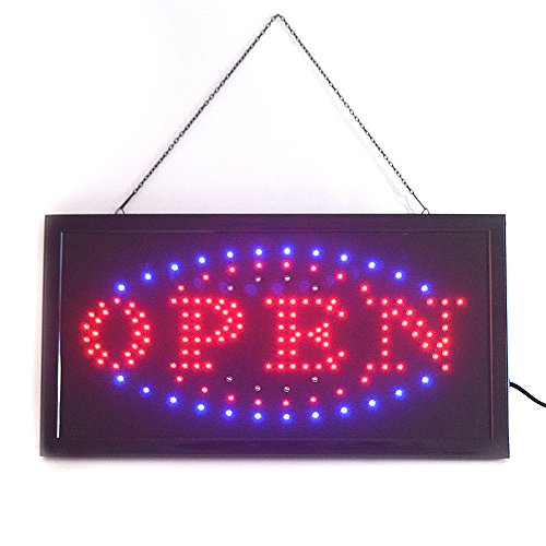 Reelva Super Bright 2 Colour Open Illuminated Flashing LED Sign Light for Shops Window Display 48cm x 25cm x 2.2cm
