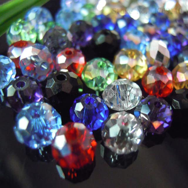 50 cuentas de cristal facetado austriaco de color morado, 4 x 6 mm, cuentas redondas espaciadoras sueltas para hacer joyas, mixtas