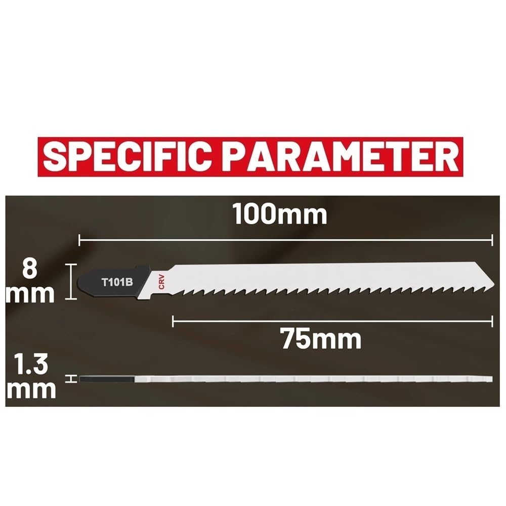 10pieces T101B Jigsaw Blades CR-v Material, 10TPI T-Shank Wood Curve Cutting Replacement Blade Tools