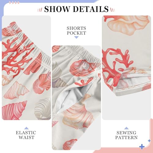 Boys' Pants Coral Seashell Light Pink Long Bottoms Jogger Pants Elastic Waist Trousers with Pockets S-XL4