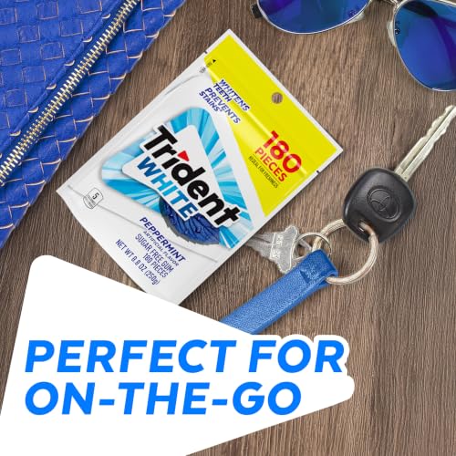 Image of Trident White Peppermint Sugar Free Chewing Gum, 180 Pieces | Perfect for Long Lasting Fresh Breath at School, Work & Travel