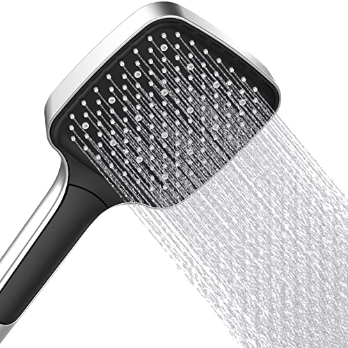 Duschkopf Wassersparend,Oceacode Duschkopf Regendusche Druckerhöhend mit Ergonomischem Handgriff,Universal Groß Handbrause mit 3 Strahlarten,Verchromter Eckig Duschbrause Cover