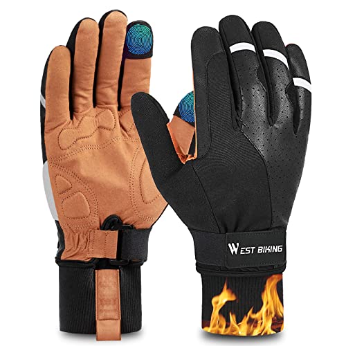 CYCLESPEED Gants thermiques d'hiver pour homme - Imperméables - Pour vélo de montagne - Pour écran tactile - Antidérapants - Avec doublure en polaire épaisse - Pour le ski, le snowboard, le pellage Cover
