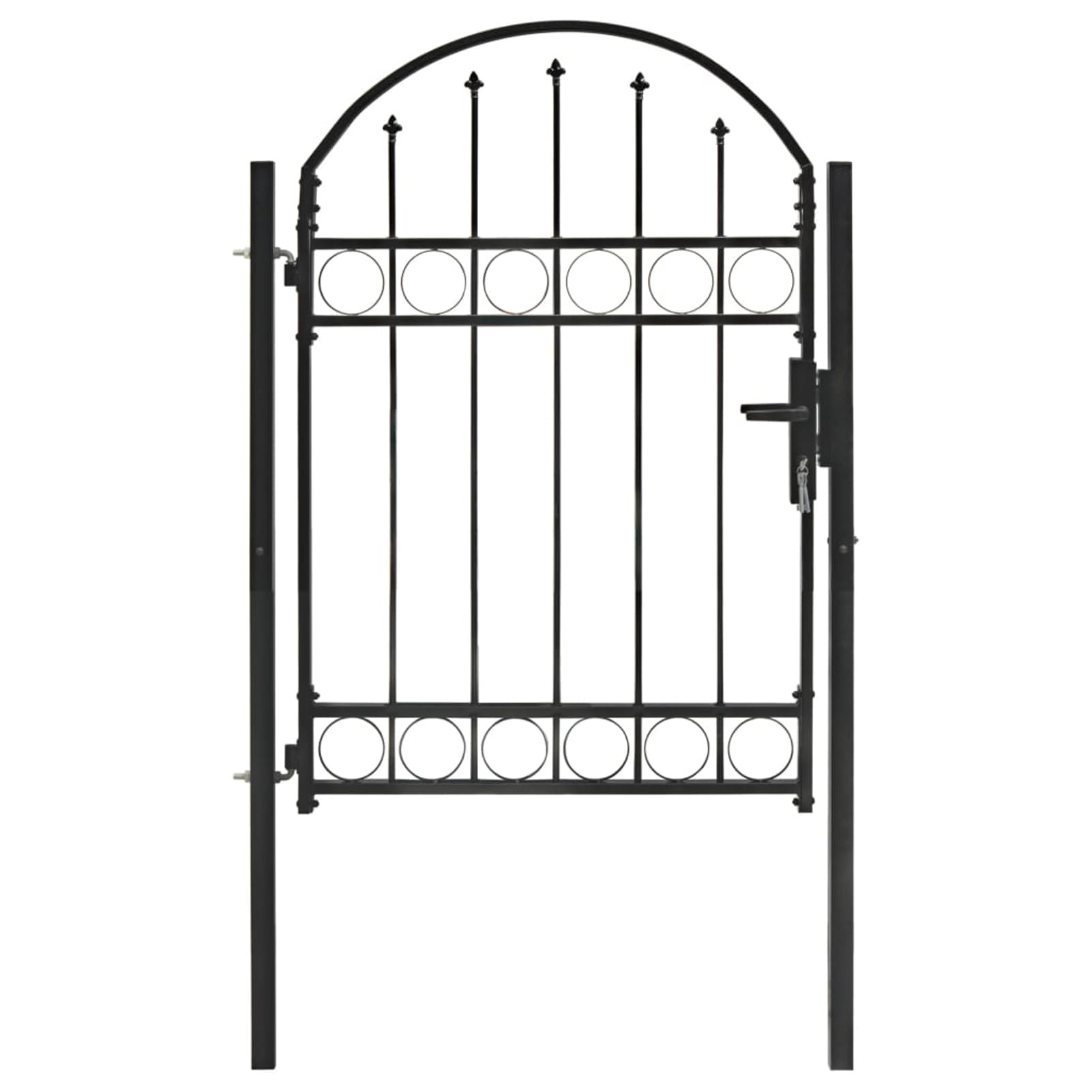 Puerta de jardín con Arco Superior 100x125 cm Acero Negro, Puertas para Jardin, Puertas De Exterior, Valla Jardín, Rejas para Puertas De Entrada