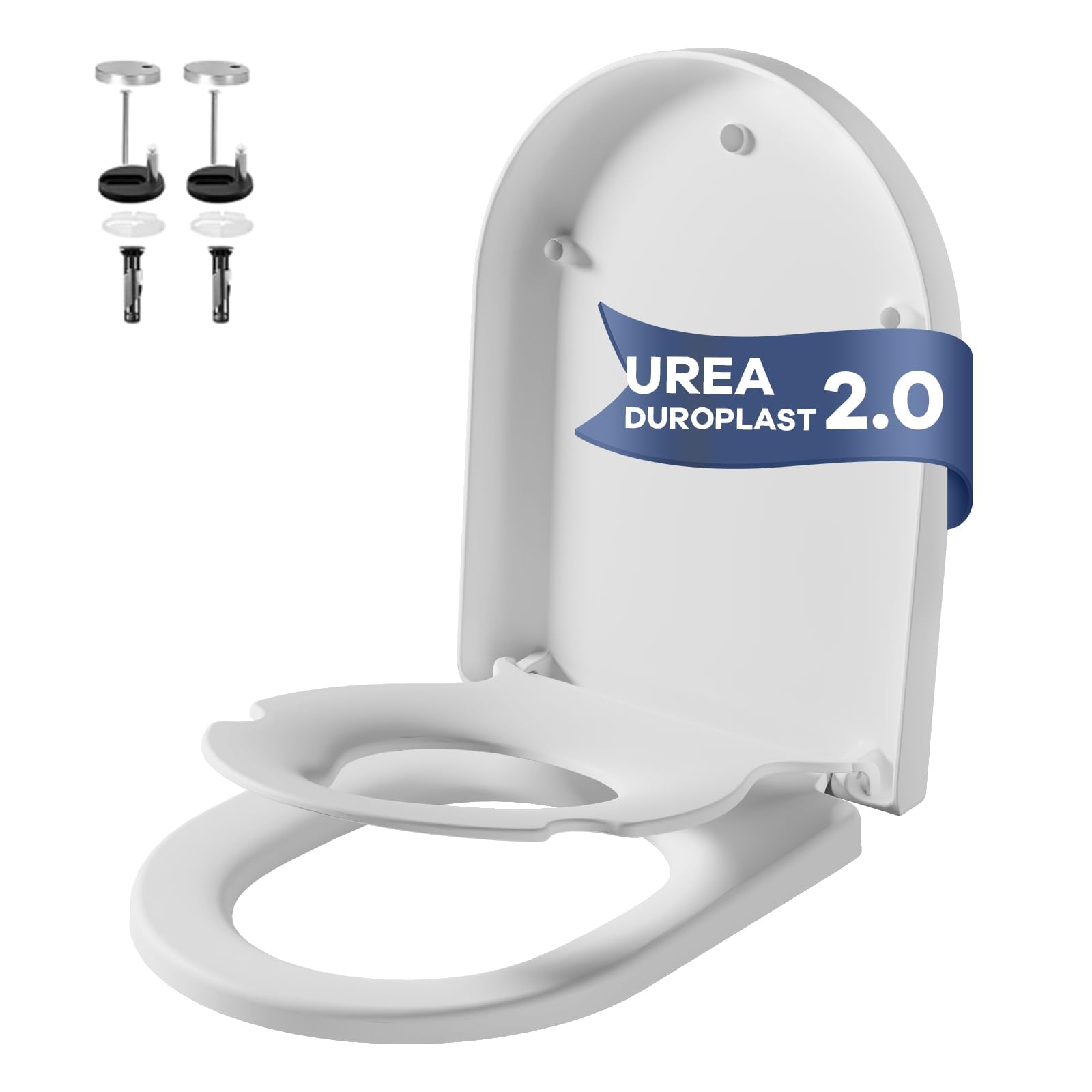 IDEALHOUSE Copriwater con abbassamento automatico, sedile WC con chiusura rapida, per bambini, facile da montare, coperchio rimovibile in termoindurente infrangibile, colore bianco, forma a D con