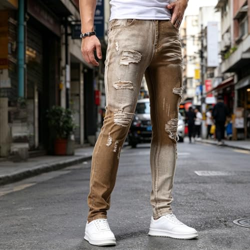 Jean slim extensible pour homme, pantalon en denim confortable - 7