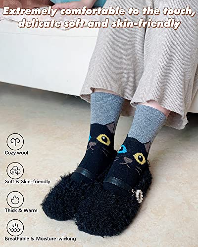 Image of IIG Cute Warm Wool Socks for Women Super Cozy Thick Crew Winter Socks Gifts, 5 Pairs