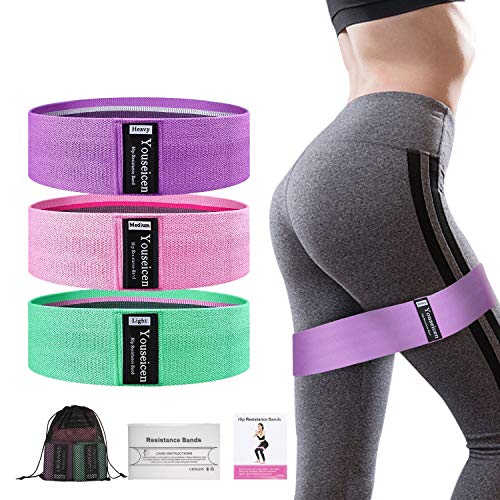 Resistance Bands for Legs and Butt, 3 Fabric Exercise Bands Set Gym Booty Hip Bands Wide Anti Slip Elastic Workout Bands Sports Fitness Bands Resistance Loops Hip Thigh Glute Strength Squat Bands