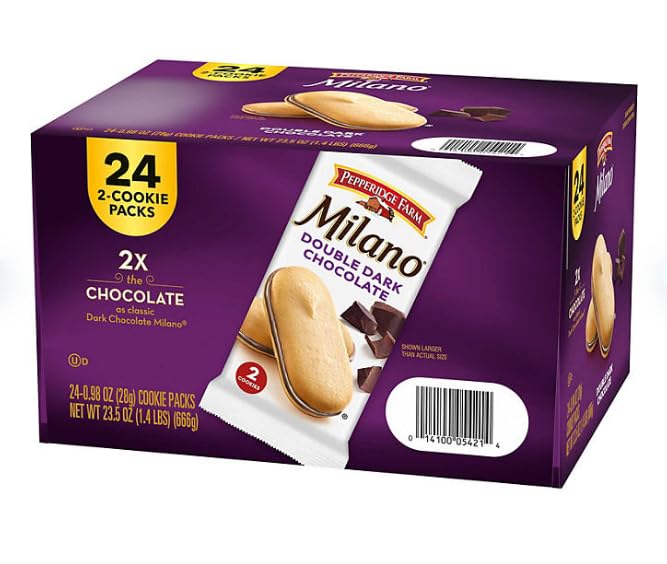 Milano Double Dark Chocolate Cookies (0.98 oz., 24 ct.) 2 Cookies Per Pack