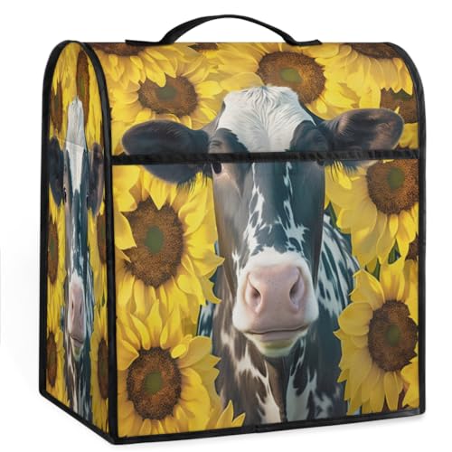 Coffee Maker Cover Sunflower Cow Flower Kitchen Appliance Covers Small Appliance Covers Blender Cover Juicer Cover Dust Covers for Kitchen Appliances with Top Handle and Pockets,Washable,B861