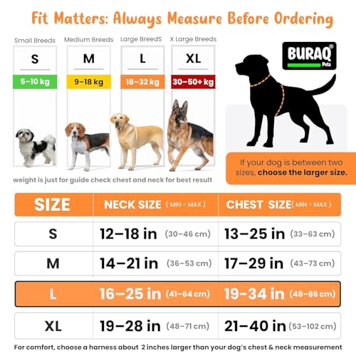 Image of Buraq No Pull Dog Harness for Large, Medium & Small Dogs | Reflective Oxford Vest | Soft Padded Chest Belt | Easy Control | Anti-Choke Dog Belt for Walking & Training (Green, X - Large)