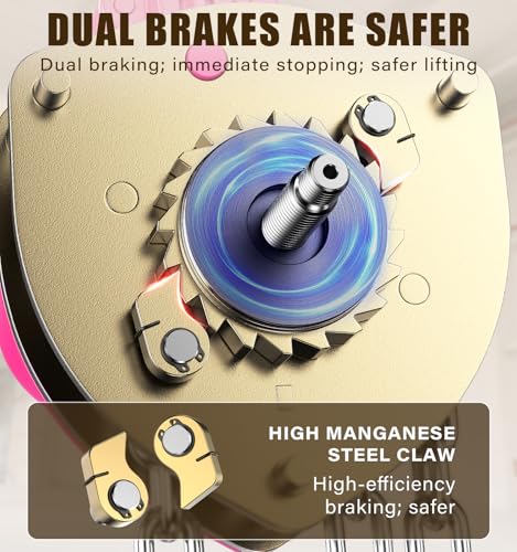 HUGOASIS Hand Chain Hoist 1 Ton 2200Lbs Capacity 20FT – Manual Chain Block with 2 Heavy Duty Hooks,Dual Brakes & Manganese Steel Chain for Garage, Workshop & Automotive Machinery,Pink by HUGOASIS - Image 4