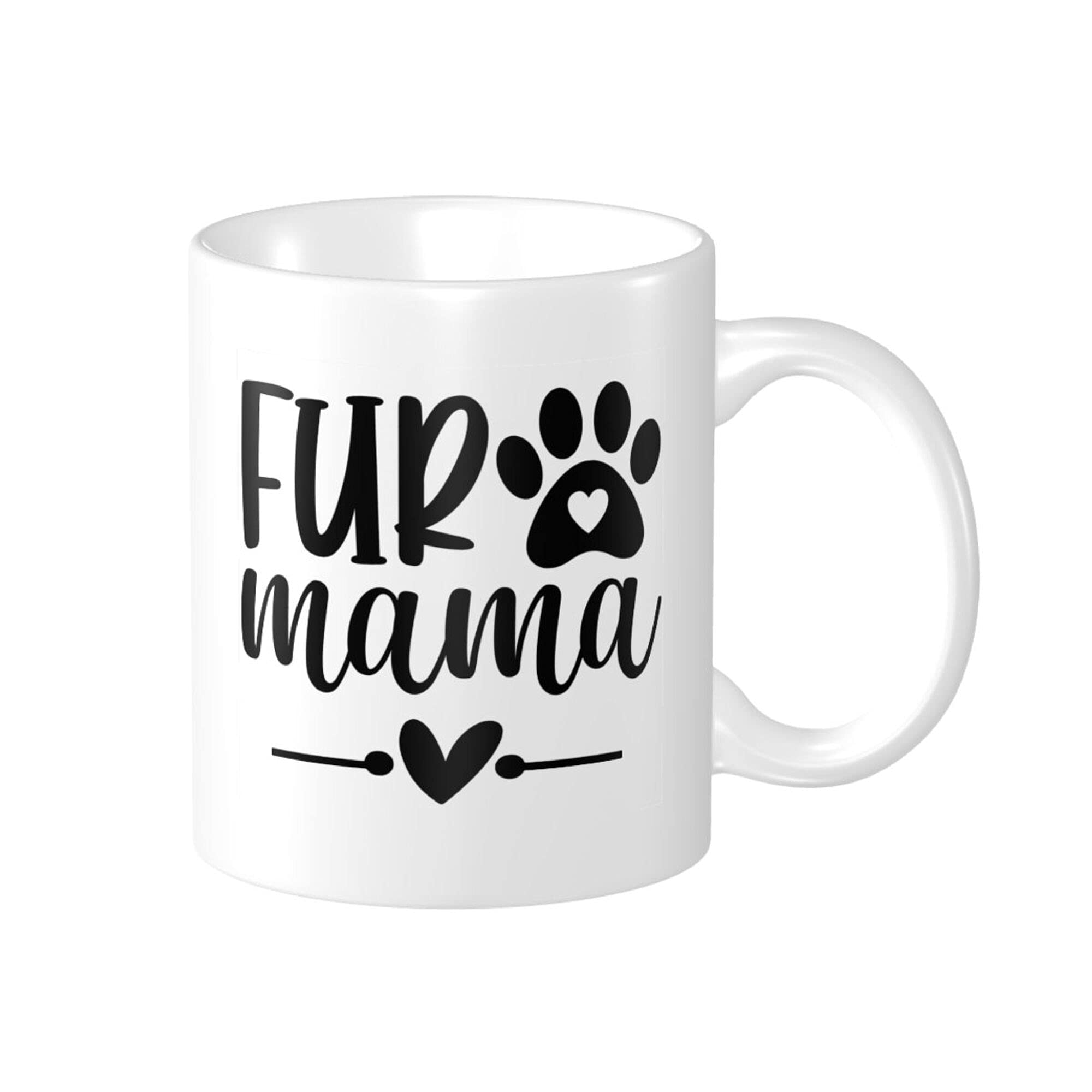 Women's Fur Mama Paw Print Funny Ceramic Coffee Mug, Nice Customized Smooth Tea Cup for Mom, Unique Novelty Great Birthday Halloween Christmas Thanksgiving Gift for Dog Cat Mom Mother, 11 Oz