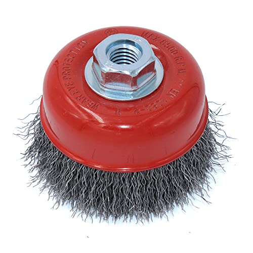 Image of HOYIN Wire Cup Brush,5 /8 inch-11NC for Angle Grinders (72363-4 inch Coarse Crimped0.014)