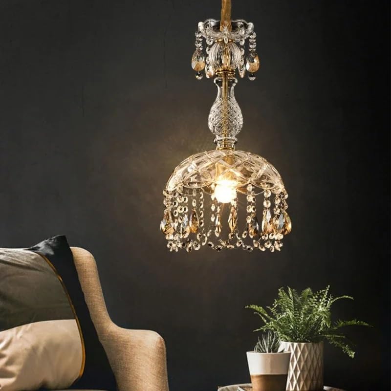 Lustre en cristal vintage LED 33x50cm pour salon et salle à manger