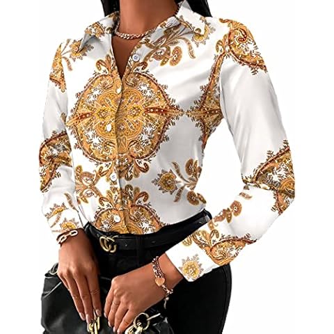 LaiyiVic Blouses for Women Fashion Business Casual Long Sleeve Dressy Button Down Shirts Sexy Tops Medium Cover