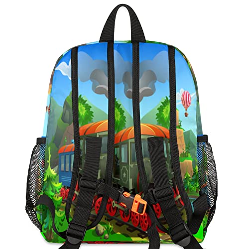 Pardick Vintage Steam Train Kids Backpack Cute Train Toddler Backpack for Boys Girls with Chest Strap Lightweight Kindergarten Children Schoolbag Nursery Elementary Travel Bag4