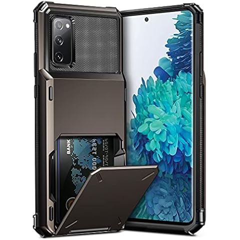 Vunake for Samsung Galaxy S20 FE 5G Case with Card Holder [Max 4 Cards] S20 FE Wallet Case Shockproof Phone Case Heavy Duty Bumper Hard Shell Protective Case Cover for Samsung S20 FE 5G (Gun) Cover