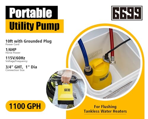 image for 6699 Tankless Water Heater Flushing Kit Includes 1/6HP Submersible Sum