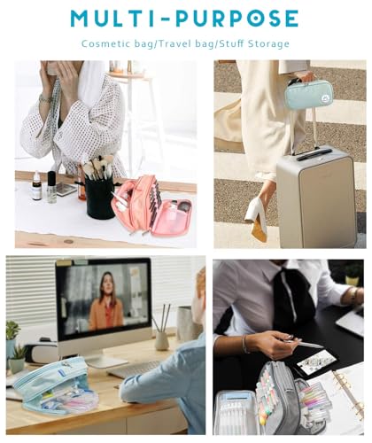 Pencil Case Pen Bag Holder Pouch Large Handle Big Capacity Desk Organizer Storage Marker Box Stationary Makeup Cosmetic Double Zippers for School Office Students Teen