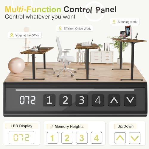 Image of Furmax 63 Inches Electric Standing Desk, Home Office Desk with Phone Holder