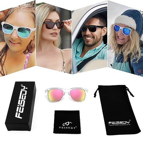 Image of FEISEDY Classic Square Retro Polarized Sunglasses Women Men 80s Sun Glasses Trendy UV400 B1858