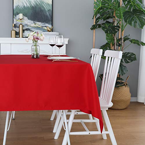 Image of FOLINS&HOME Red Rectangle Tablecloth, 52 x 70 Inch Waterproof Table Cloth