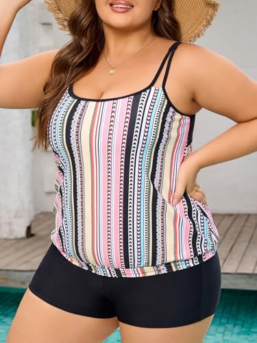 Summer Mae Blouson Plus Size Women's Tankini Swimsuits Tummy Control Modest 2025 Two Piece with Sporty Pockets Bathing Suits4
