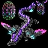 CWENDANER 22cm Überraschungs 3D Drache mit Drache im Lnneren 3D Gedruckter Drache Spielzeug,Erwachsene Kinder zu Karnevalsdrachenei und Ostereier mit Drachenmotiven（Regenbogenversion）