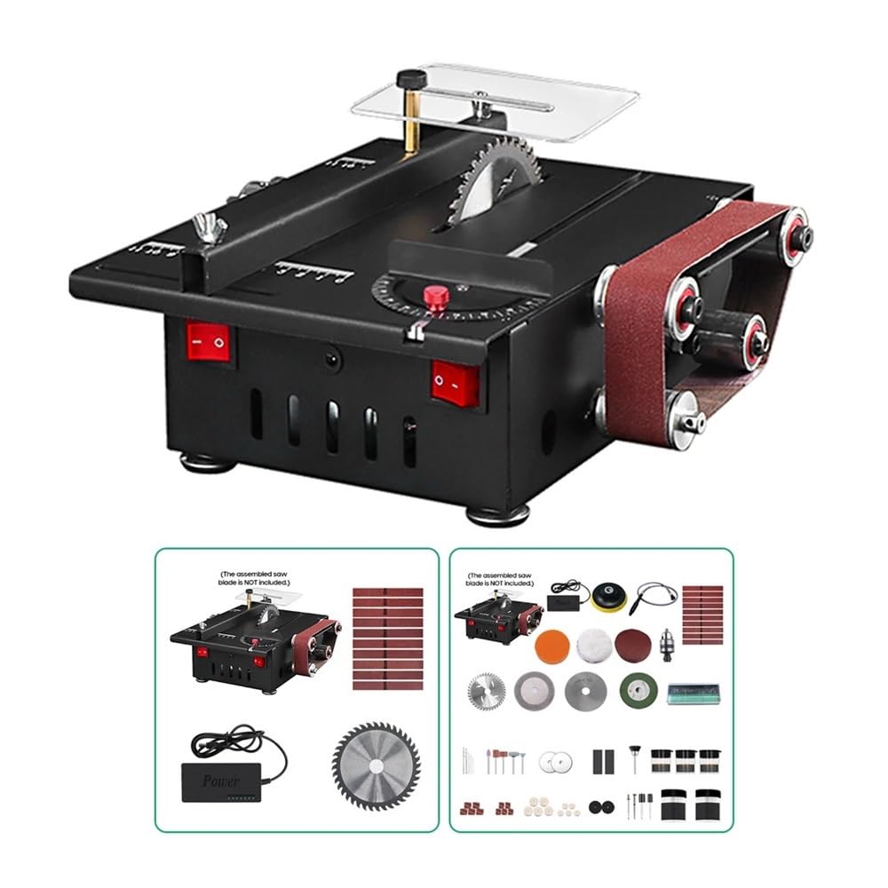 Mini Sierra De Escritorio Portátil, Sierra De Mesa Multifuncional, 7 Niveles De Velocidad Ajustables, con Más De 195 Accesorios, Profundidad Máxima De Corte De 30 Mm, Luxury Set EU