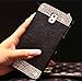 Galaxy Note 4 Case, Beauty Luxury Diamond Hybrid Glitter Bling Hard Shiny Sparkling with Crystal Rhinestone Metal Aluminum Back Cover Case for Samsung Galaxy Note 4 N9100 (Black, Galaxy Note 4)