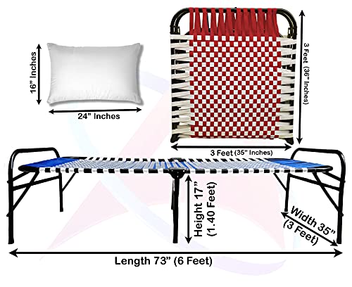 Image of ARTEMIST Single Folding Beds with Pillow Space Saving Super Sturdy Portable Foldable Beds Frame Slat, Perfect Replacement of Box Spring Beds 3X6 feet (Classic Bed & Pillow)
