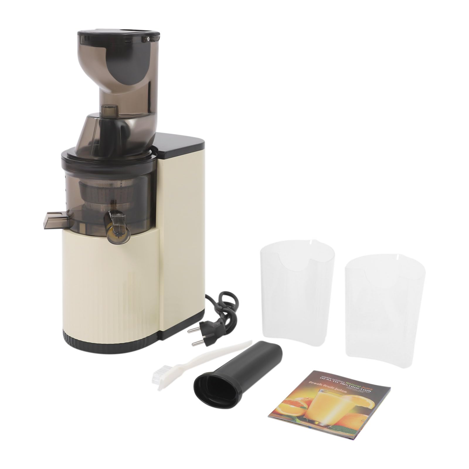 WooDerson Sokowirówka spiralna do warzyw i owoców, 800 W, elektryczna wyciskarka do soków o pojemności 500 ml, do owoców, warzyw (beżowa)